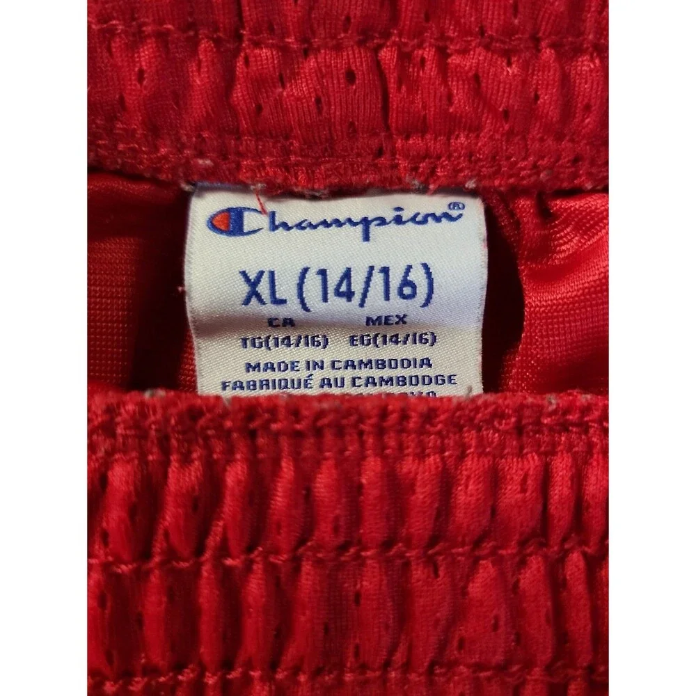 Champion Red Athletic Mesh Shorts with White Stripes Boys XL 14/16